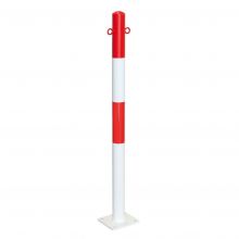 MORION paal op voetplaat Ø60mm 2 kettingogen rood/wit