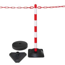 GUARDA set lichte kettingpalen met betonvoet rood/wit (set van 6 kettingpalen + 10m ketting)