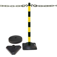 GUARDA set lichte kettingpalen met betonvoet geel/zwart (set van 6 kettingpalen + 10m ketting)