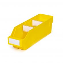 Magazijnbak 3009 Geel met 2 verdeelschotten en 3 labels 300x90x95mm (lxbxh)