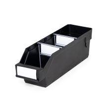 Magazijnbak 3009  Zwart (ESD) met 2 verdeelschotten en 3 labels 300x90x95mm (lxbxh)