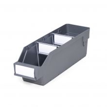 Magazijnbak 3009 Grijs met 2 verdeelschotten en 3 labels 300x90x95mm (lxbxh)