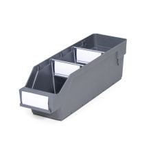 Magazijnbak 3009 Grijs met 2 verdeelschotten en 3 labels 300x90x95mm (lxbxh)