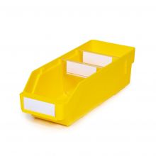 Magazijnbak 3012 Geel met 2 verdeelschotten en 3 labels 300x120x95mm (lxbxh)