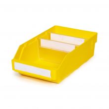 Magazijnbak 3018 Geel met 2 verdeelschotten en 3 labels 300x180x95mm (lxbxh)