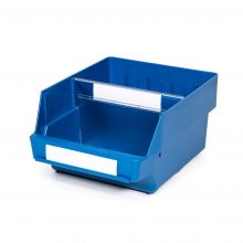 Magazijnbak 3024-15 Blauw met 1 verdeelschot en 2 labels 300x240x150mm (lxbxh)
