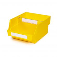 Magazijnbak 3024-15 Geel met 1 verdeelschot en 2 labels 300x240x150mm (lxbxh)
