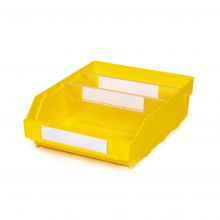 Magazijnbak 3024 Geel met 2 verdeelschotten en 3 labels 300x240x95mm (lxbxh)