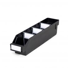 Magazijnbak 4009  Zwart (ESD) met 3 verdeelschotten en 4 labels 400x90x95mm (lxbxh)