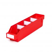 Magazijnbak 4009 Rood met 3 verdeelschotten en 4 labels 400x90x95mm (lxbxh)