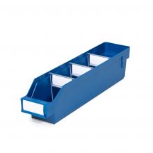 Magazijnbak 4009 Blauw met 3 verdeelschotten en 4 labels 400x90x95mm (lxbxh)