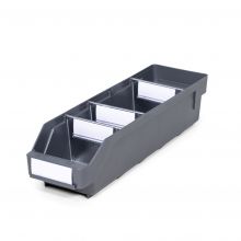 Magazijnbak 4012 Grijs met 3 verdeelschotten en 4 labels 400x120x95mm (lxbxh)