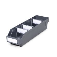 Magazijnbak 4012 Grijs met 3 verdeelschotten en 4 labels 400x120x95mm (lxbxh)