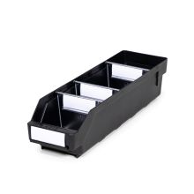 Magazijnbak 4012  Zwart (ESD) met 3 verdeelschotten en 4 labels 400x120x95mm (lxbxh)