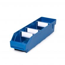 Magazijnbak 4012 Blauw met 3 verdeelschotten en 4 labels 400x120x95mm (lxbxh)