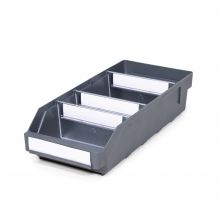 Magazijnbak 4018 Grijs met 3 verdeelschotten en 4 labels 400x180x95mm (lxbxh)