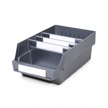 Magazijnbak 4024-15 Grijs met 3 verdeelschotten en 4 labels 400x240x150mm (lxbxh)