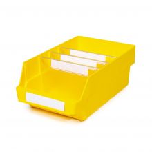 Magazijnbak 4024-15 Geel met 3 verdeelschotten en 4 labels 400x240x150mm (lxbxh)