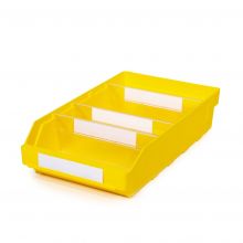 Magazijnbak 4024 Geel met 3 verdeelschotten en 4 labels 400x240x95mm (lxbxh)