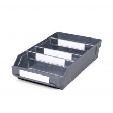 Magazijnbak 4024 Grijs met 3 verdeelschotten en 4 labels 400x240x95mm (lxbxh)
