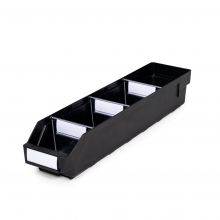 Magazijnbak 5012  Zwart (ESD) met 3 verdeelschotten en 4 labels 500x120x95mm (lxbxh)