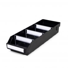 Magazijnbak 5018  Zwart (ESD) met 3 verdeelschotten en 4 labels 500x180x95mm (lxbxh)
