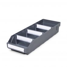 Magazijnbak 5018 Grijs met 3 verdeelschotten en 4 labels 500x180x95mm (lxbxh)