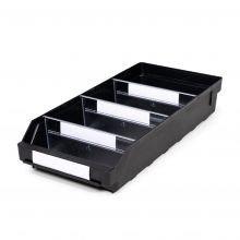 Magazijnbak 5024  Zwart (ESD) met 3 verdeelschotten en 4 labels 500x240x95mm (lxbxh)