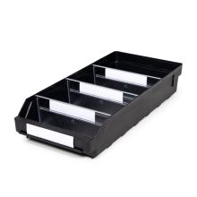 Magazijnbak 5024  Zwart (ESD) met 3 verdeelschotten en 4 labels 500x240x95mm (lxbxh)