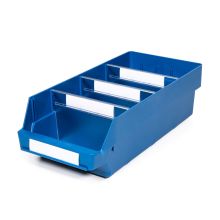 Magazijnbak 5024-15 Blauw met 3 verdeelschotten en 4 labels 500x240x150mm (lxbxh)