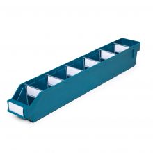 Magazijnbak 6009 Groen met 6 verdeelschotten en 7 labels 600x90x95mm (lxbxh)
