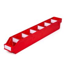 Magazijnbak 6009 Rood met 6 verdeelschotten en 7 labels 600x90x95mm (lxbxh)