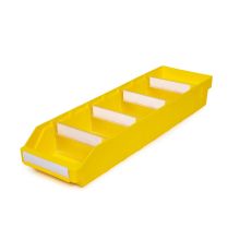 Magazijnbak 6018 Geel met 4 verdeelschotten en 5 labels 600x180x95mm (lxbxh)