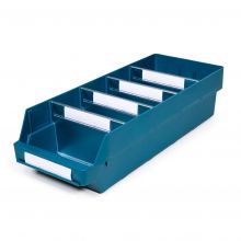 Magazijnbak 6024-15 Groen met 4 verdeelschotten en 5 labels 600x240x150mm (lxbxh)