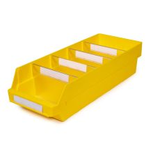 Magazijnbak 6024-15 Geel met 4 verdeelschotten en 5 labels 600x240x150mm (lxbxh)
