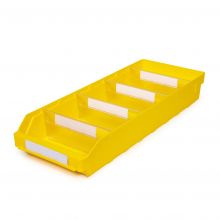 Magazijnbak 6024 Geel met 4 verdeelschotten en 5 labels 600x240x95mm (lxbxh)