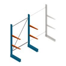 Lichte draagarmstelling BR enkelzijdig 2000x1250x600 mm (hxbxd) 2 niveaus beginsectie