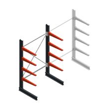 Medium draagarmstelling BR enkelzijdig 2500x1500x800mm (hxbxd) 4 niveaus beginsectie 340/arm