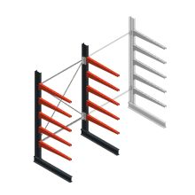 Medium draagarmstelling BR enkelzijdig 2500x1500x1000mm (hxbxd) 5 niveaus beginsectie 175/arm