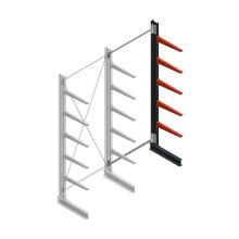 Medium draagarmstelling BR enkelzijdig 3000x1250x600mm (hxbxd) 5 niveaus aanbouwsectie 425/arm