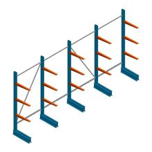 Voordeelrij lichte draagarmstelling BR enkelzijdig 2000x4100x500 mm (hxbxd) 3 niveaus