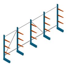 Voordeelrij lichte draagarmstelling BR enkelzijdig 2000x5100x500 mm (hxbxd) 3 niveaus