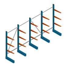 Voordeelrij lichte draagarmstelling BR enkelzijdig 2000x4100x600 mm (hxbxd) 3 niveaus