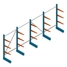 Voordeelrij lichte draagarmstelling BR enkelzijdig 2000x5100x600 mm (hxbxd) 3 niveaus