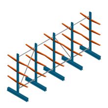 Voordeelrij lichte draagarmstelling BR dubbelzijdig 2000x4100x500 mm (hxbxd) 3 niveaus