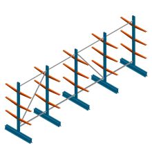 Voordeelrij lichte draagarmstelling BR dubbelzijdig 2000x5100x500 mm (hxbxd) 3 niveaus