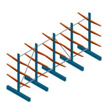 Voordeelrij lichte draagarmstelling BR dubbelzijdig 2000x4100x600 mm (hxbxd) 3 niveaus