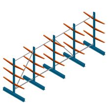 Voordeelrij lichte draagarmstelling BR dubbelzijdig 2000x5100x600 mm (hxbxd) 3 niveaus