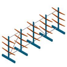 Voordeelrij lichte draagarmstelling BR dubbelzijdig 2000x5100x600 mm (hxbxd) 3 niveaus