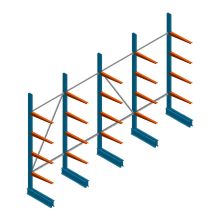 Voordeelrij lichte draagarmstelling BR enkelzijdig 2500x4100x600 mm (hxbxd) 4 niveaus